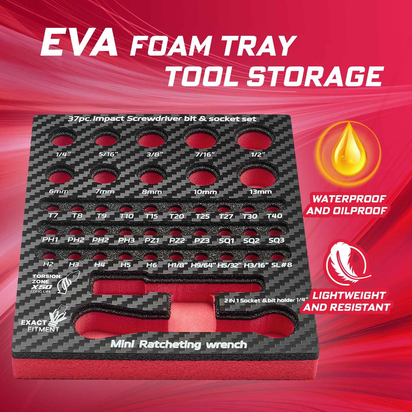 Geinxurn 42Pieces Impact Screwdriver Bit & Socket Set with Mini Ratcheting Wrench, 30Pcs Impact S2 Screwdriver Bits Set, 5Pcs SAE & Metric Sockets and 2-In-1 Bit Extension Holder Repair Tools