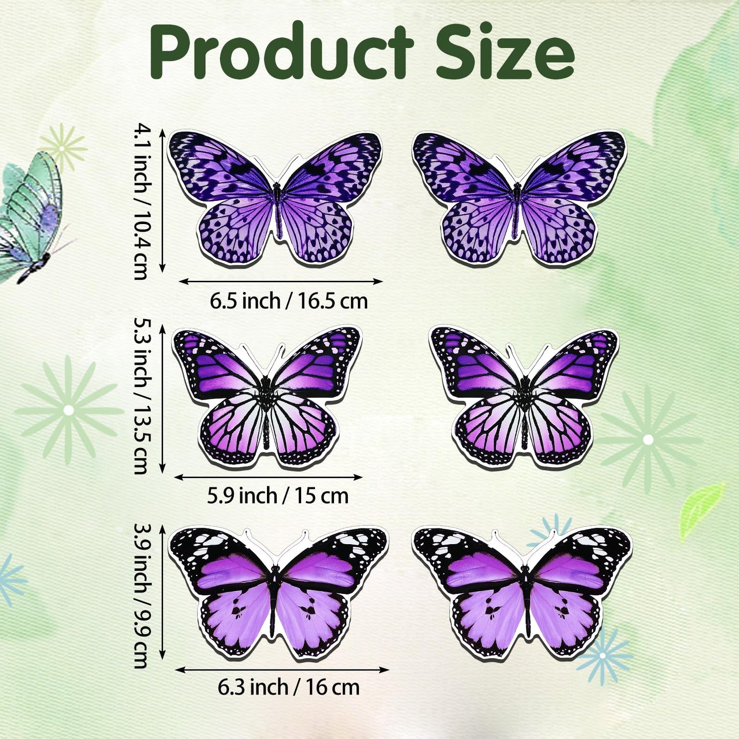 Fiada 6 Pcs Butterfly Screen Door Magnets Flexible Double Sided Door Magnets Decorative Protectors for Sliding Screen Doors Prevent People & Pets from Running into Windows(Purple,Cute Style)