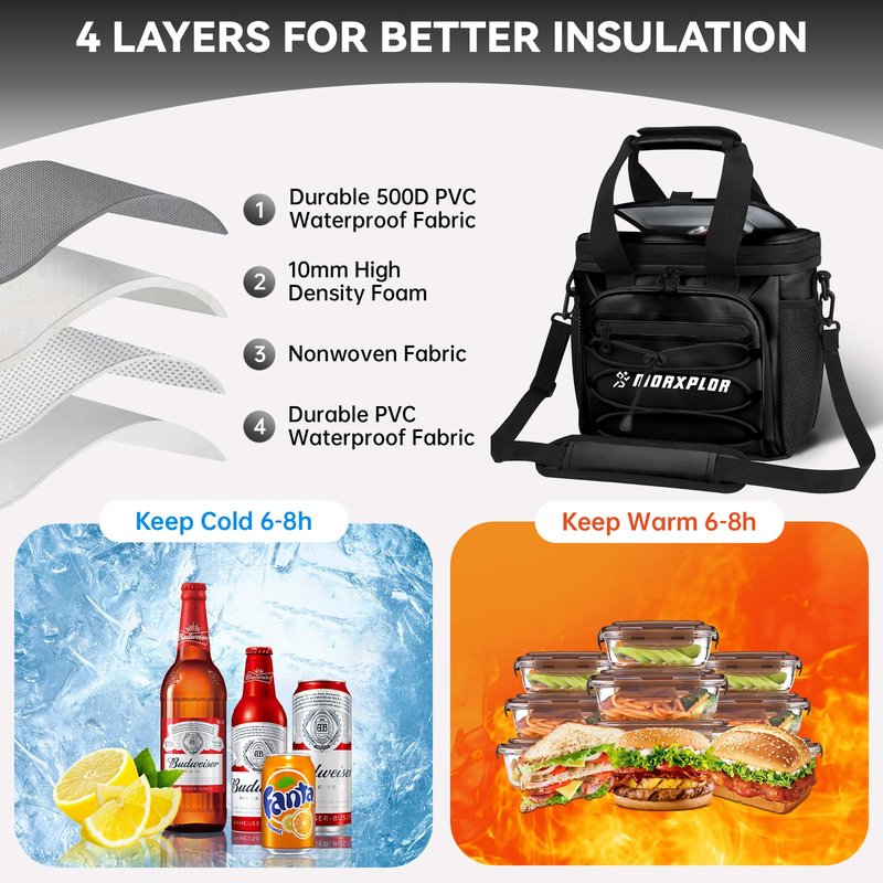 MORXPLOR Golf Cart Cooler with Magnetic Lid 12-Can Insulated Soft Cooler Bag Collapsible for Golf Cart,Golf Accessories,Lunch Camping Cooler Insulated Lunch Bag with Adjustable Shoulder Strap