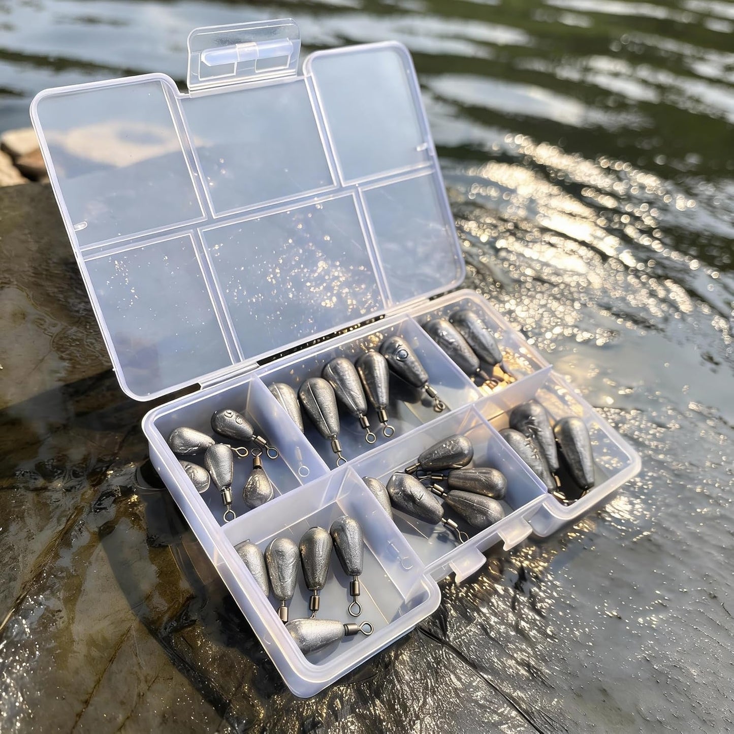 Skiennix Fishing Weights Sinkers Kit - Versatile Drop Shot Weights for Bass & Catfish | Freshwater & Saltwater
