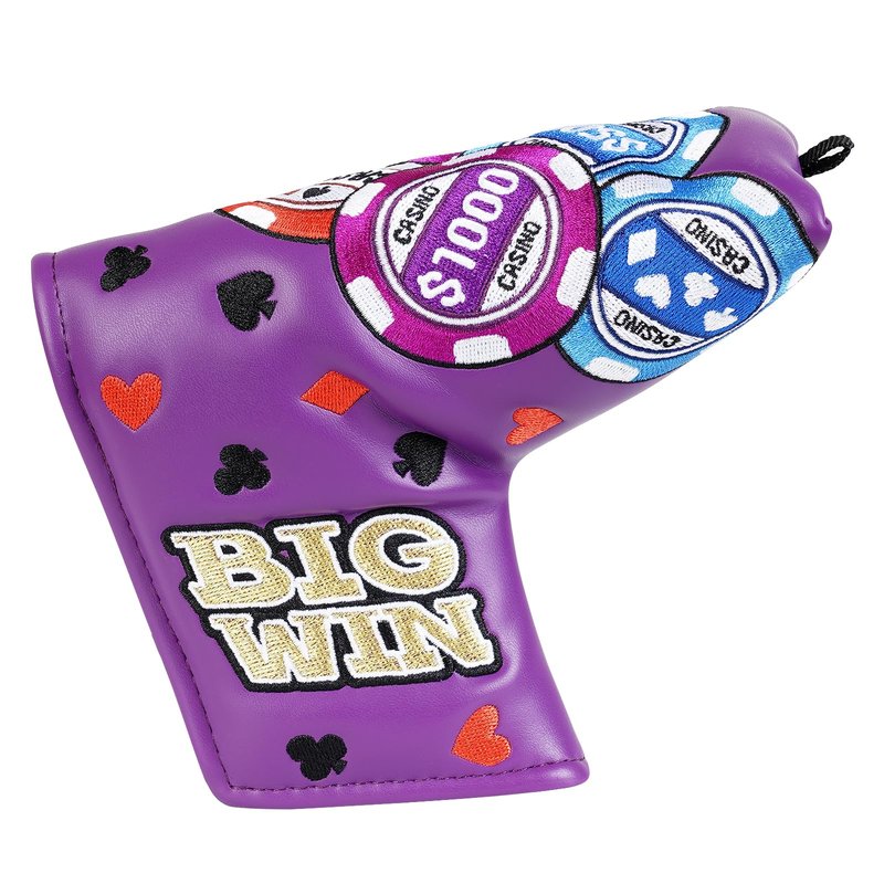 BIG TEETH Golf Putter Cover Magnetic Blade Putter Head Covers Purple Big Win Fits Most Blade Putter Club Protecter
