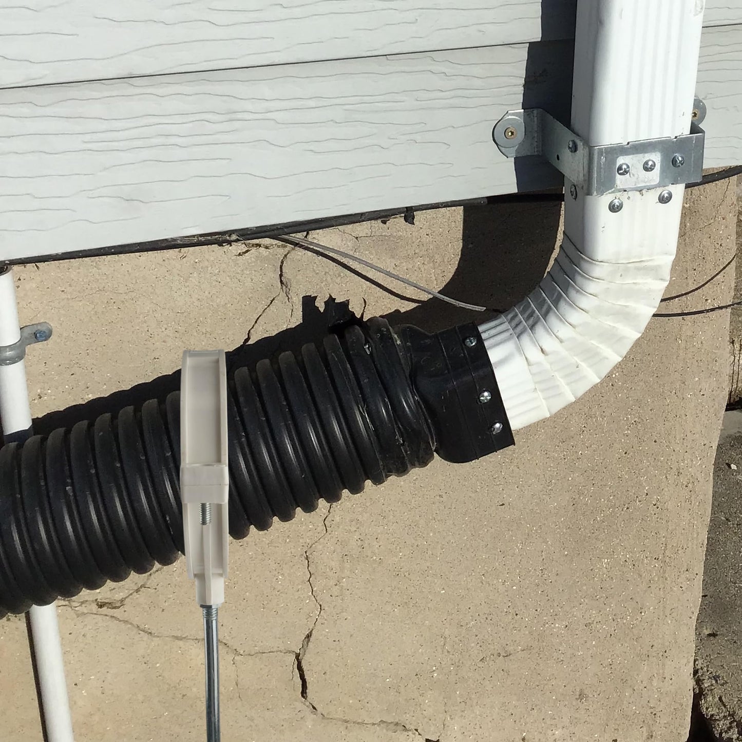 Downspout Bracket - 2psc Downspout Extensions Holder, Fits Up to 4.3" Pipes; Bracket Height: 7", PVC Clip&Metal Support Easy Installation