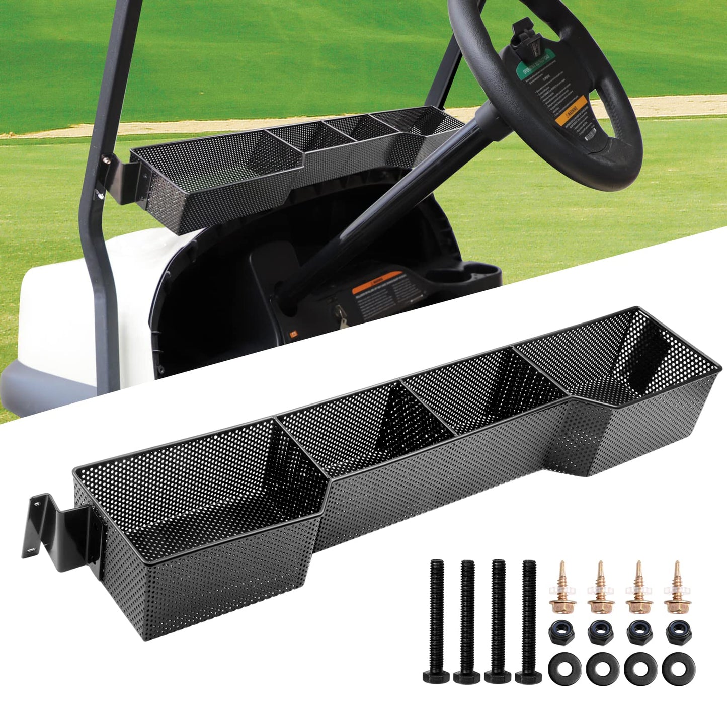 Roykaw Golf Cart Inner Front Storage Basket Dash Tray Organizer Compatible with Club Car Onward/Tempo 2017-Up Models, Upgrade Larger Compartments & One Piece Design, More Sturdy