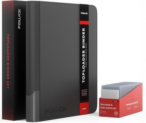 Foluck 9 Pocket Top Loader Binder - Holds 252 Toploaders | Includes 200 Card Sleeves - Premium Album for Trading Cards