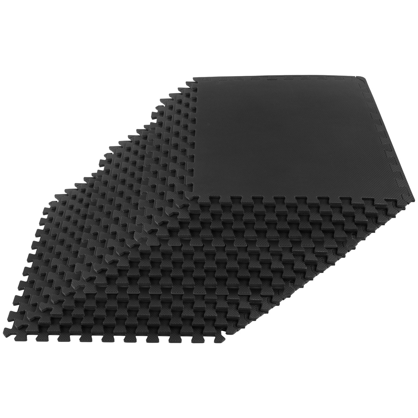 EVA Foam Mat Tiles 18-Pack - 72 SQ FT of Interlocking Padding for Garage, Playroom, or Gym Flooring - Exercise Mat or Baby Playmat by Stalwart (Black)