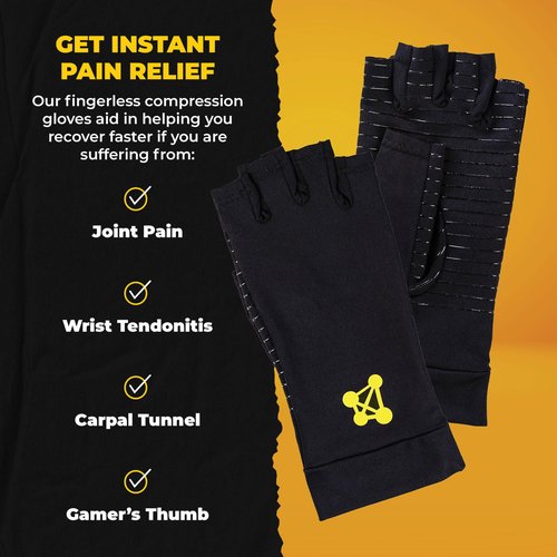 CopperJoint Pair Compression Arthritis Gloves for Women for Pain Relief, (Medium) Fingerless Hand Compression, Carpal Tunnel Relief Gloves for Men- Breathable Copper Hand Brace, Wrist Sleeves Support