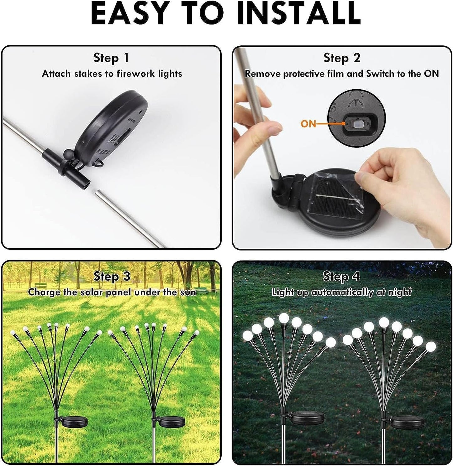 48 LED Solar Halloween Lights - 6 Pack Purple & Orange Firefly String Lights for Outdoor Garden Decor