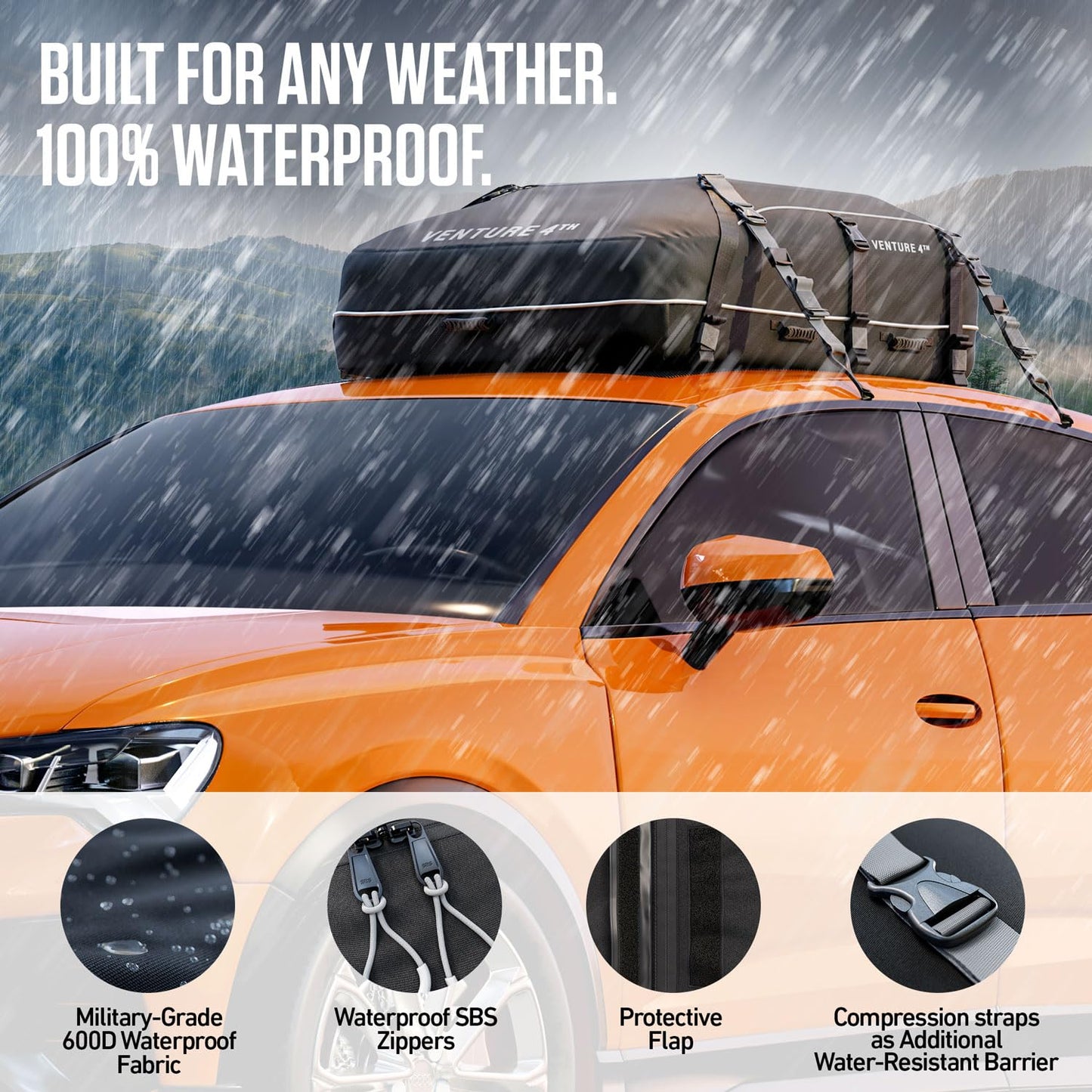 VENTURE 4TH Rooftop Cargo Carrier - 21 Cu Ft, Soft-Shell, Waterproof