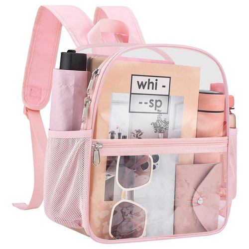 UEASE Clear Backpack for Stadium Events, 12x12x6 Small Clear Plastic bag with Reinforced Straps for Game Security Festival Concert