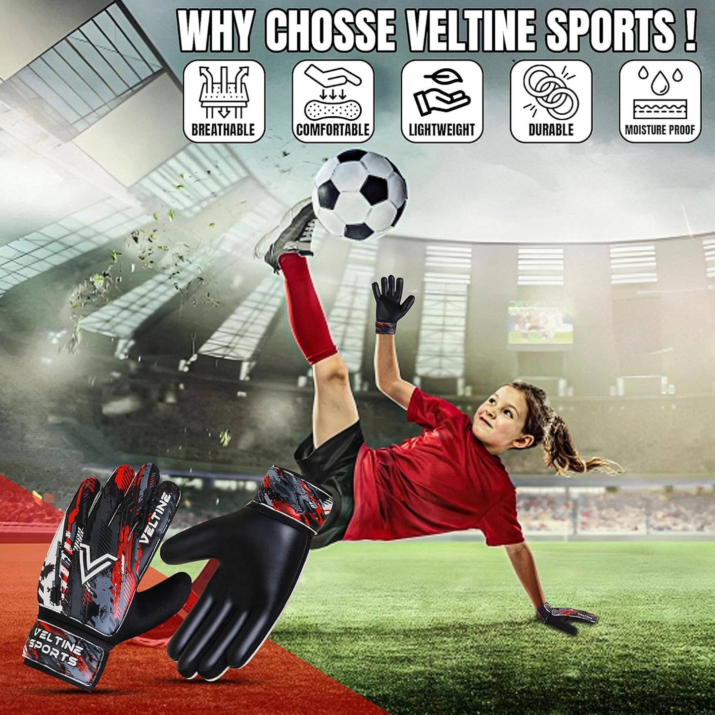 Regine Switzerland Soccer Goalie Gloves - Youth & Adult Football Keeper Gloves with Double Wrist Protection & 4mm Latex Grip