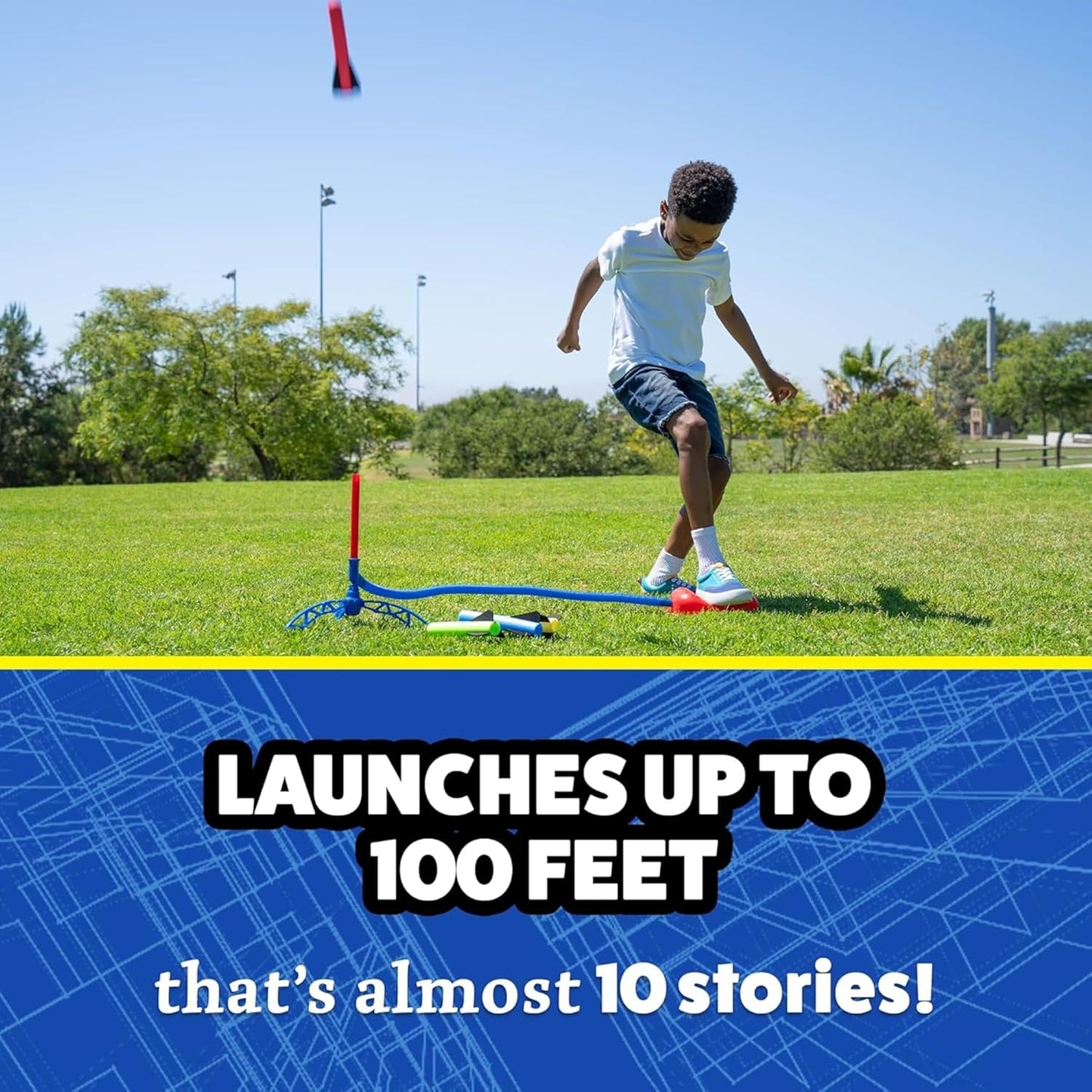 Stomp Rocket Jr. Multi-Color Rocket Launcher - Fun Outdoor STEM Toy for Kids | Soars Up to 100 Feet, Ages 3+