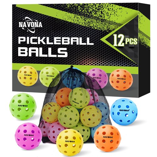 12 Pack Premium 40-Holes Colorful Outdoor Pickleball Balls, Meet USAPA Official Requirement, Perfectly Balanced, High Bounce True Flight, Durable Outdoor Pickleball Set