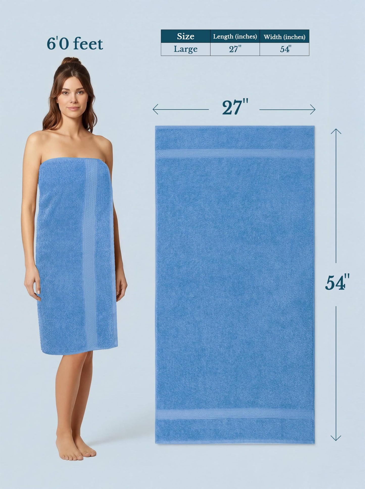 Utopia Towels 4 Pack Premium Bath Towels Set, 27 by 54 Inches, 100% Ring Spun Cotton 600GSM, Lightweight and Highly Absorbent Quick Drying Towels, Perfect for Daily Use, Electric Blue