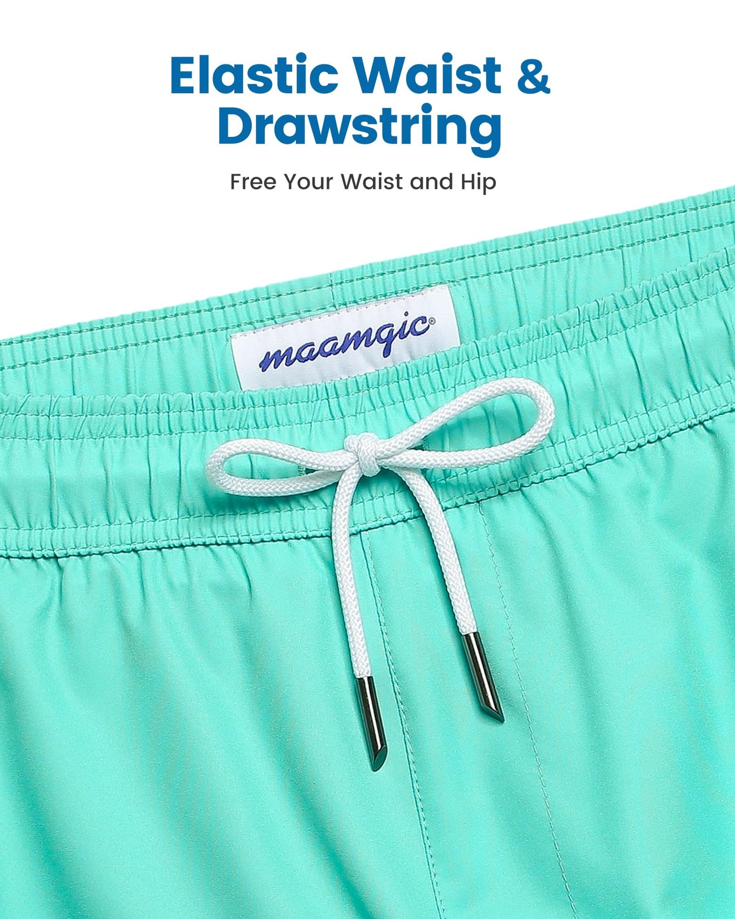 maamgic 2 in 1 Mens Swim Trunks 7 Inch Swim Shorts Swim Suits Board Shorts Coconut Island Turquoise XXL