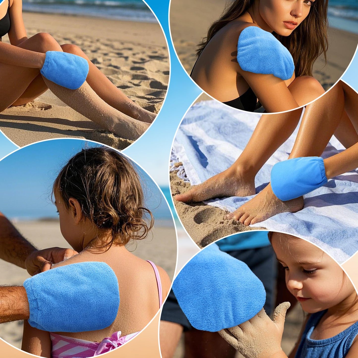 Vodolo 2 in 1 Sand Remover for Beach,2Pcs Sand Wipe Off Mitts for Beach,Beach Vacation Essentials for Kids Adults,Beach Day Accessories Must Haves for Women,Summer Family Beach Needs Items Necessities
