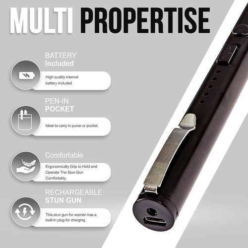 ADS-15SBP Pen Stun Gun | Rechargeable Self Defense Device for Women's Protection