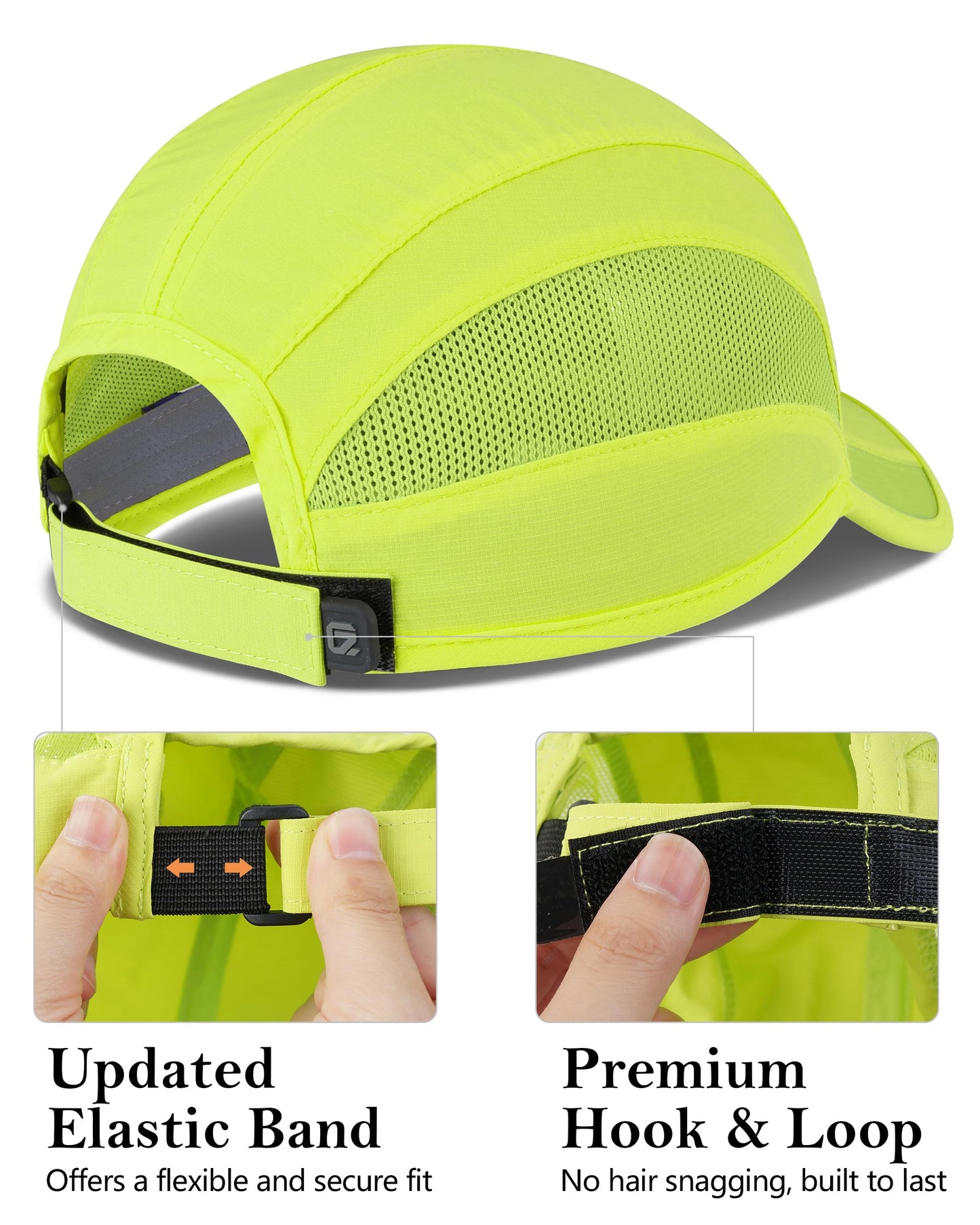 GADIEMKENSD Outdoor Running Hat Men Quick Dry Baseball Cap Women Cool Workout Hat Breathable Mesh UPF50+ Sun Ball Cap Dad Hats for Gym Tennis Boating Hiking Fluorescent Green S/M 6 7/8-7 1/4
