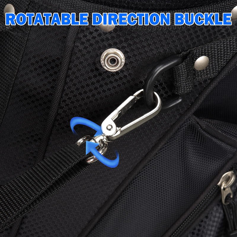 CRAFTSMAN GOLF Swivel Self-Adjusting Adjustable 3D Thick Paded Black Golf Bag Backpack Shoulder Straps Replacement with Rotate Snap Hook Buckle