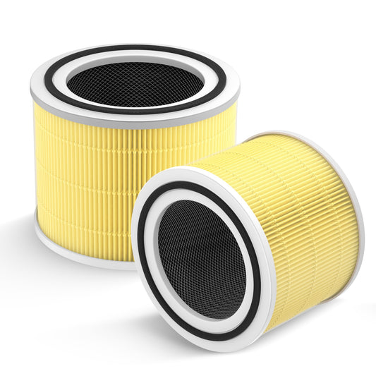 2Pcs Ouheal Replacement Pet Care Filter for Core 300 Air Purifier LEVOIT Core300-P Core 300S Core300S-P High-Efficiency 3-in-1 H13 True HEPA Filter Activated Carbon 360 Degrees (Yellow)