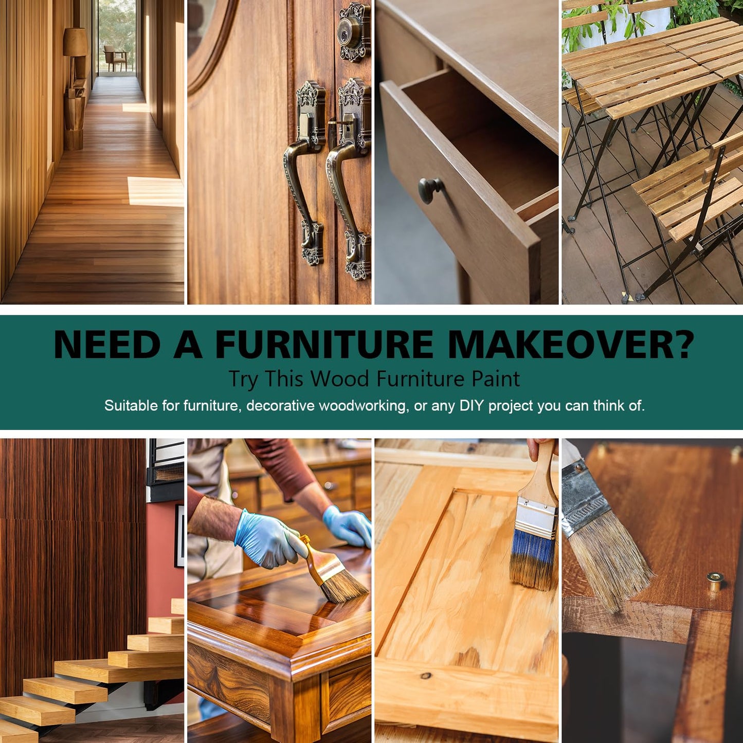 Black Wood Furniture Paint 7.1oz - Water-based & Low Odor All-in-One No Sanding - Cabinet Paint - Matte Finish Indoor Outdoor Liquid Wood for Cabinets, Doors, Tables and Dressers