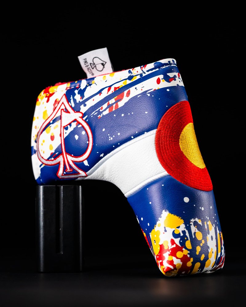 Pins & Aces Colorado Tribute Premium Golf Club Head Cover - Premium, Hand-Made Leather Headcover - CO Flag Styled, Tour Quality Golf Club Cover - Style & Customize Your Golf Bag (Blade)