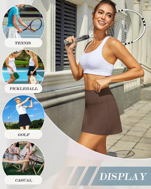 DLOODA Women's Tennis Skort - High Waisted Athletic Skirt with Pocket for Golf & Summer Workouts