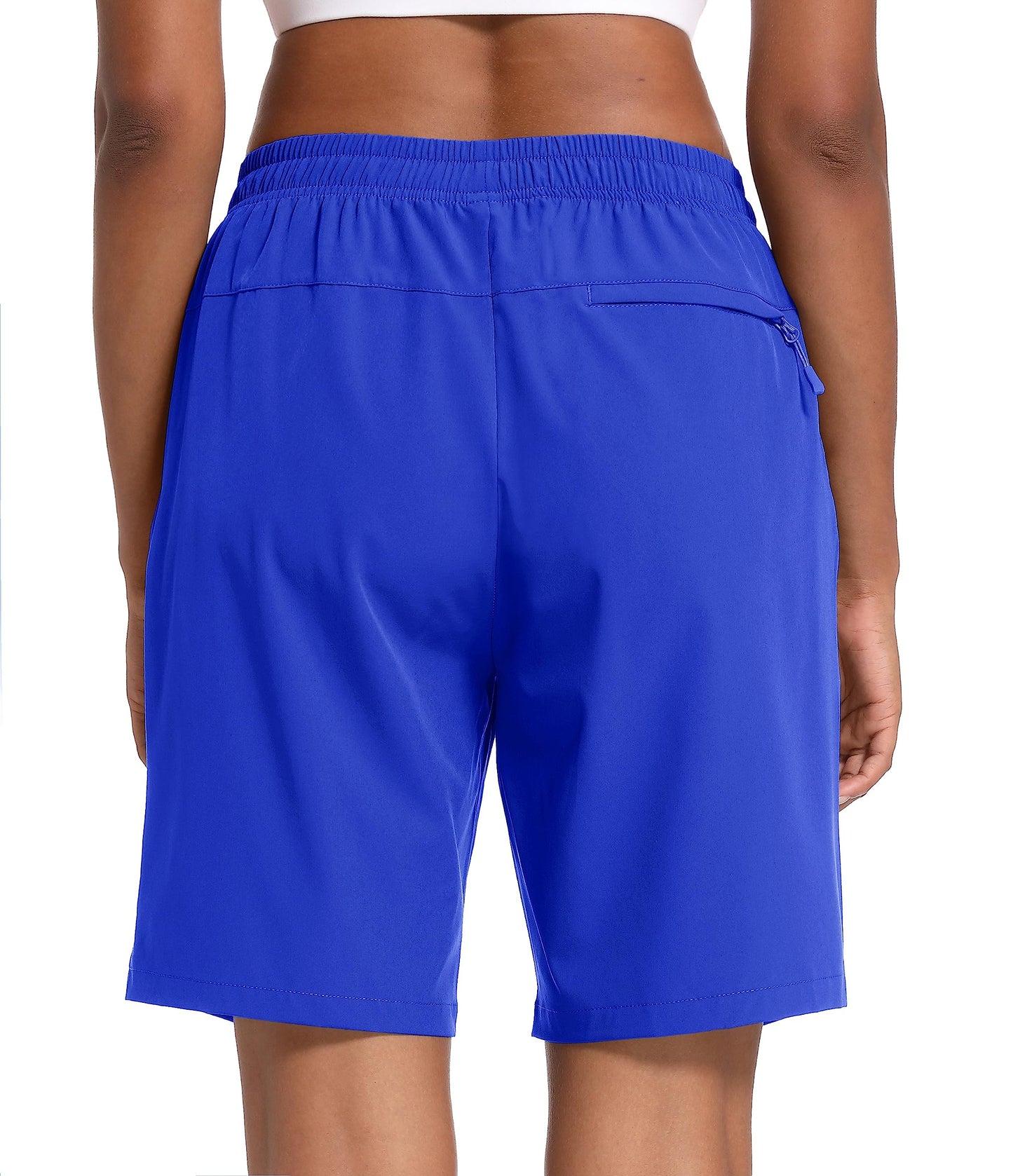 MAGCOMSEN Womens Golf Shorts with Pockets Lightweight 8" Hiking Shorts Quick Dry Water Resistant Dark Blue S
