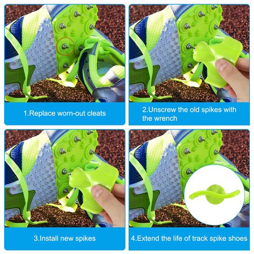 PATIKIL 3/16 Inch Steel Track Spikes, 50 Pack Sports Shoes Spikes Replacement Accessories with Spike Wrench for Long Jumping Running, Silver Tone