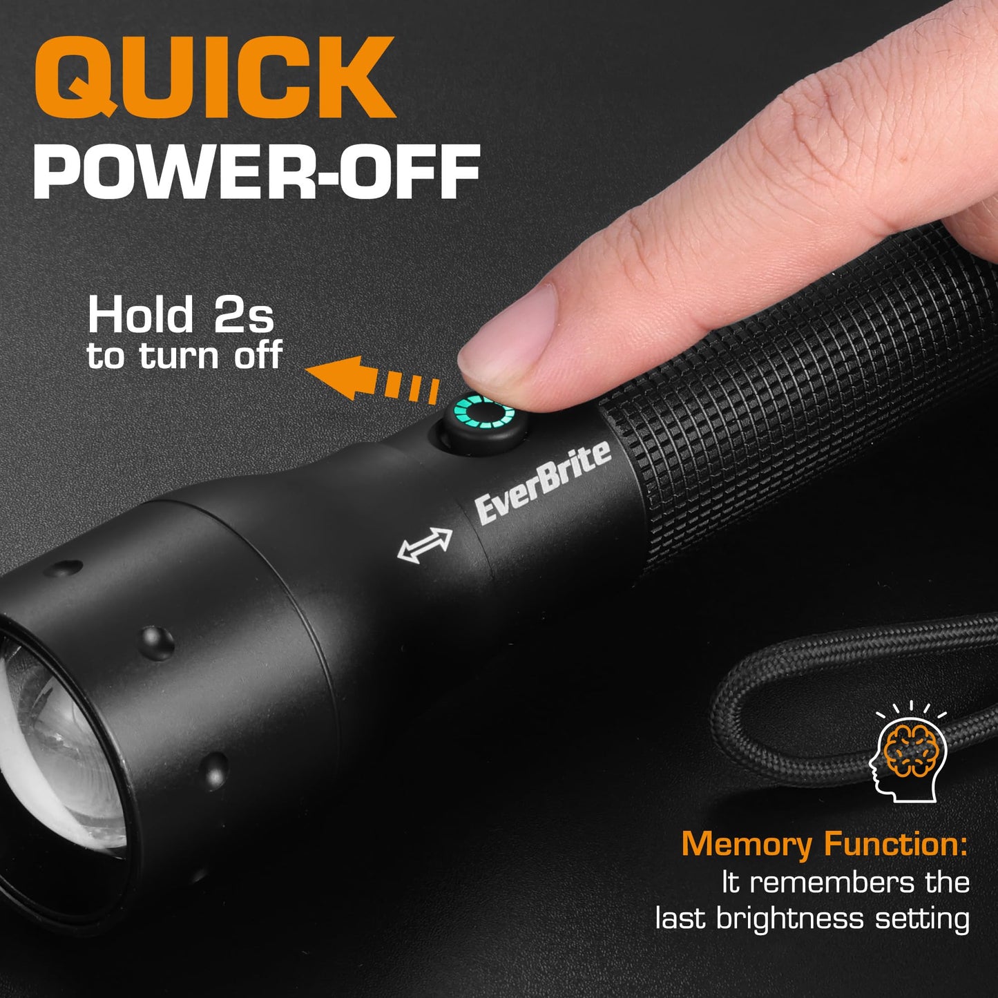 EverBrite 2500LM EDC Rechargeable Flashlight with 3 Modes, Zoomable
