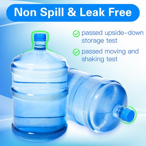 Gofriipai Upgraded 3 and 5 Gallon Water Jug Cap, Silicone Reusable Replacement Cap, No Spill 5 Gallon Water Jug Lid Fits 55mm Bottle, 5 gallon water bottle caps for Outdoor & Kitchen (5)