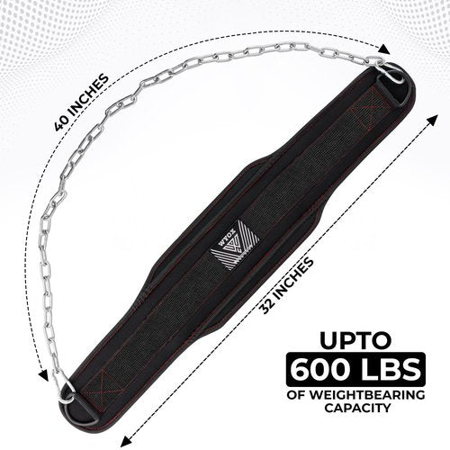 WYOX Dip Belt for Squats & Pullups – Weight Belt with Heavy Duty Steel Chain & Waist Support for Crossfit, Fitness Gym Lifting Belt, Optimal For Pull Ups, Dips Squats & Strength Training Workout with Comfortable Back Support