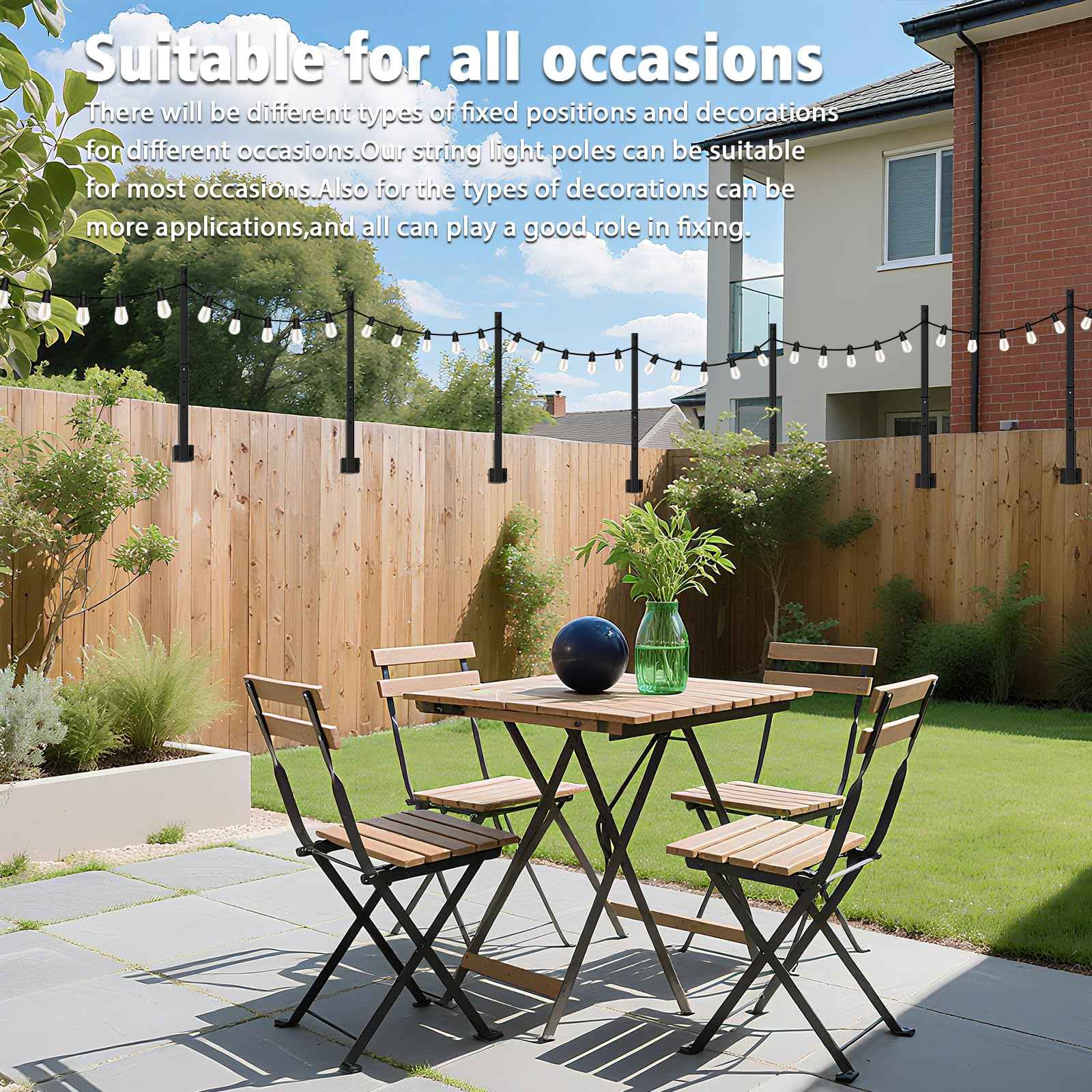 Mutovlin 4 Pack String Light Poles,2.8 Ft Light Poles for Outside String Lights,Outdoor Lights Pole with Fork,Metal Poles Stand for Patio Deck Backyard