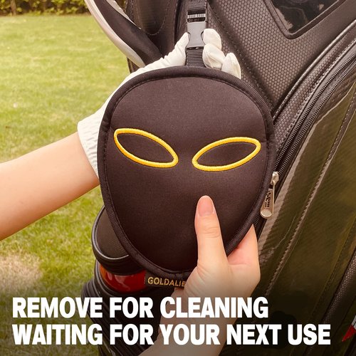 GOLDALIENS Golf Club Cleaner & Ball Cleaning Bag,Original Three-Layer Fabric Waterproof Technology,Golfer's Ultimate Green Clean Scrub Equipment Accessories (Black)