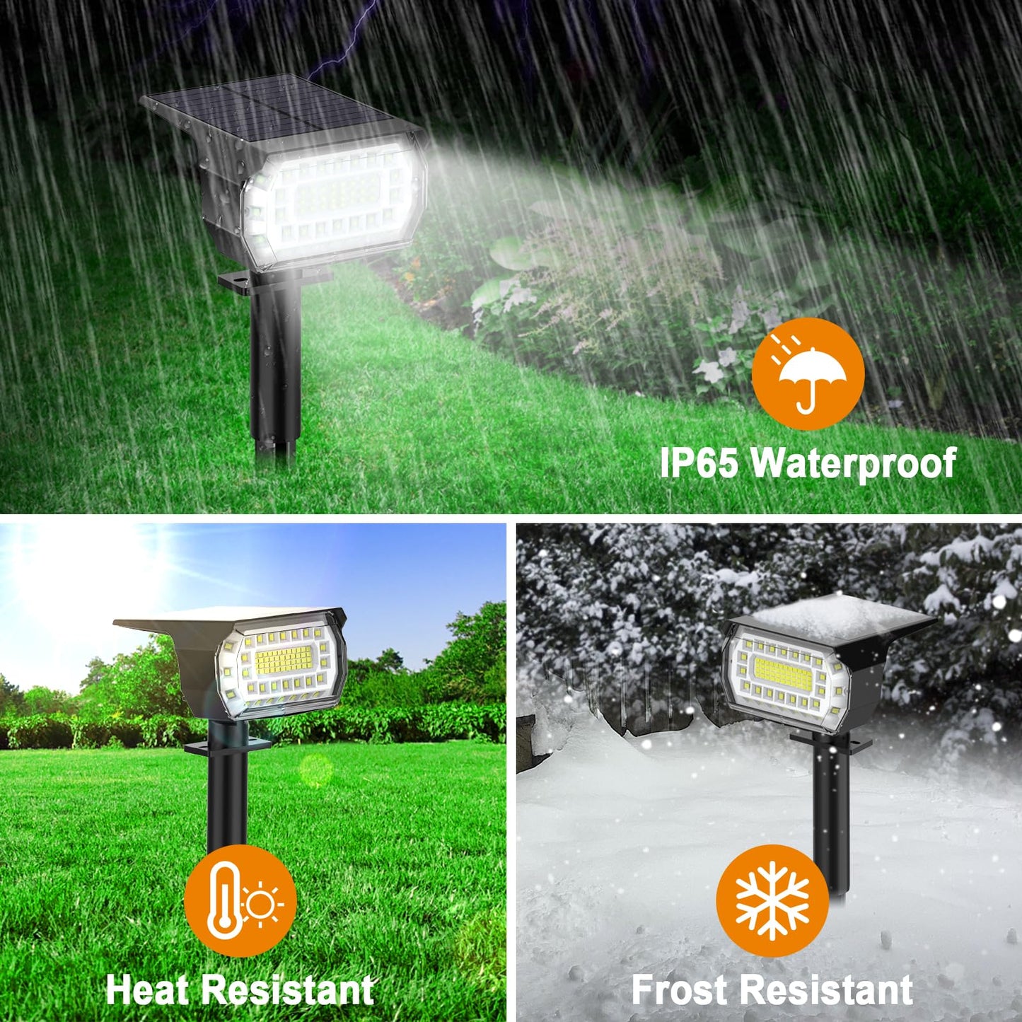 LANSOW Solar Spot Lights Outdoor, [12 Pack/76 LED] 2-in-1 Solar Landscape Spotlights, 3 Modes IP65 Waterproof Dusk to Dawn Solar Powered Flood Wall Lights for Outside Yard Garden Pathway(Cool White)