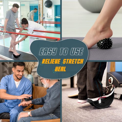 INFIDEZ Foot Rocker with Spiky Ball, Calf Stretcher for Plantar Fasciitis Relief, Achilles Tendonitis Relief, Shin Splint Relief, Ankle Stretcher, Achilles Stretcher Improving Flexibility - Black