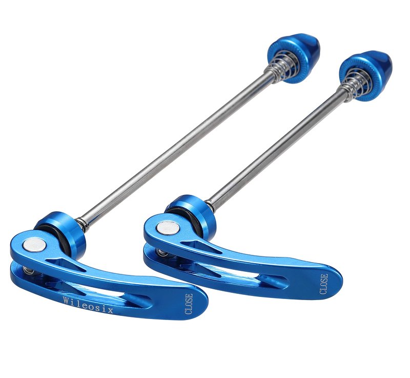 Wileosix Quick Release Skewer Set Road Bike MTB Front & Rear (Blue, Road)