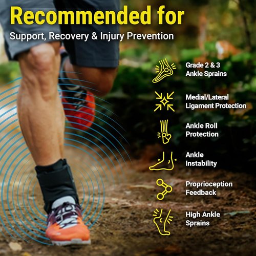 APX Ankle Brace - Adjustable Compression Support for Sprains | Figure-8 Wrap, No Lace Design, Medium