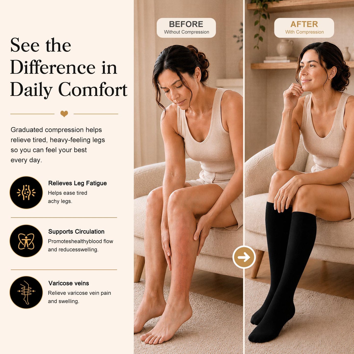 BLUEENJOY Copper Compression Socks for Women & Men (6 pairs) - Best Support for Nurses, Running, Hiking, Recovery