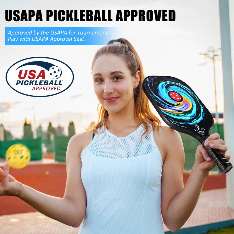 TICCI Pickleball Paddle, USAPA Approved Premium Graphite Pickleball Set of 2 Rackets with 4 Balls & 2 Ball Retriever, Portable Carry Bag for Beginners and Professional Players (G Purple Kit)