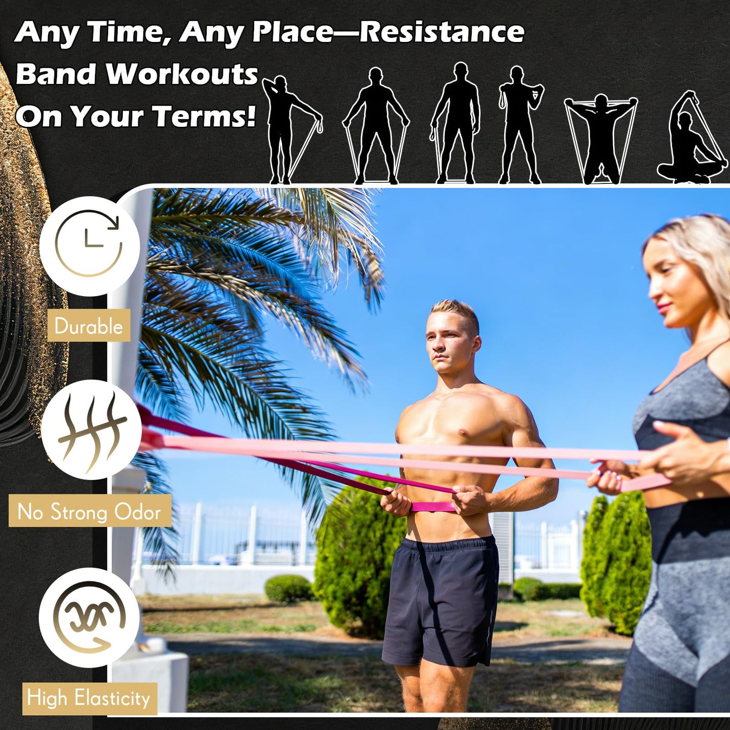 Seenelling Resistance Bands for Exercise Working Out, 5-Level Pull-Up Assistance Full-Body Training Bands for Women Men Home Workouts, Physical Therapy, Strength Training (Rose Pink)