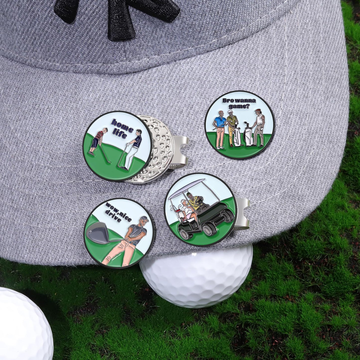 Jecten Funny Ball Marker Hat Clip, Magnetic Enamel Golf Ball Markers for Putting Green, Golf Ball Marker with Magnetic Hat Clip, Unique Gift for Golf Lovers