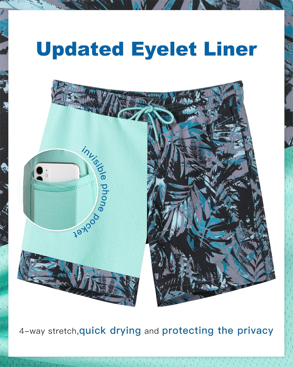 Surf Cuz Men's Swim Trunks - Quick-Dry 7" Swim Shorts with Compression Liner | Stretchy & Comfortable