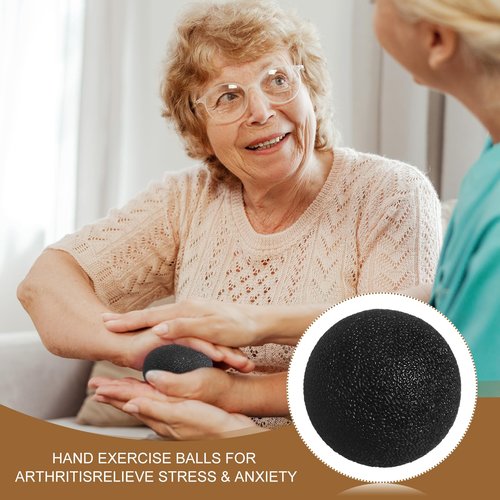 PATIKIL Hand Exercise Ball, 2 Pcs Squeeze Balls Stress Ball for Adults Grip Strengthening Occupational Equipment for Finger Wrist Strength, Black