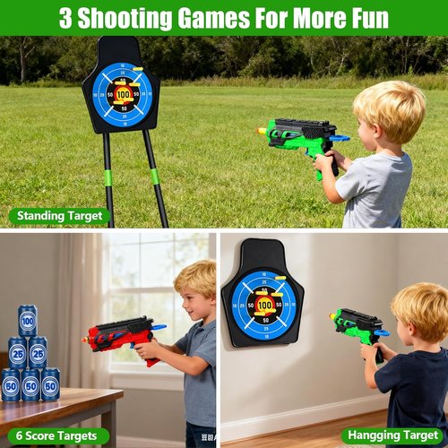 **Skiennix Bow and Arrow Toy Set - 2 Pack with 24 Suction Cup Arrows & Target | Indoor/Outdoor Sports Gift for Ages 4-12**
