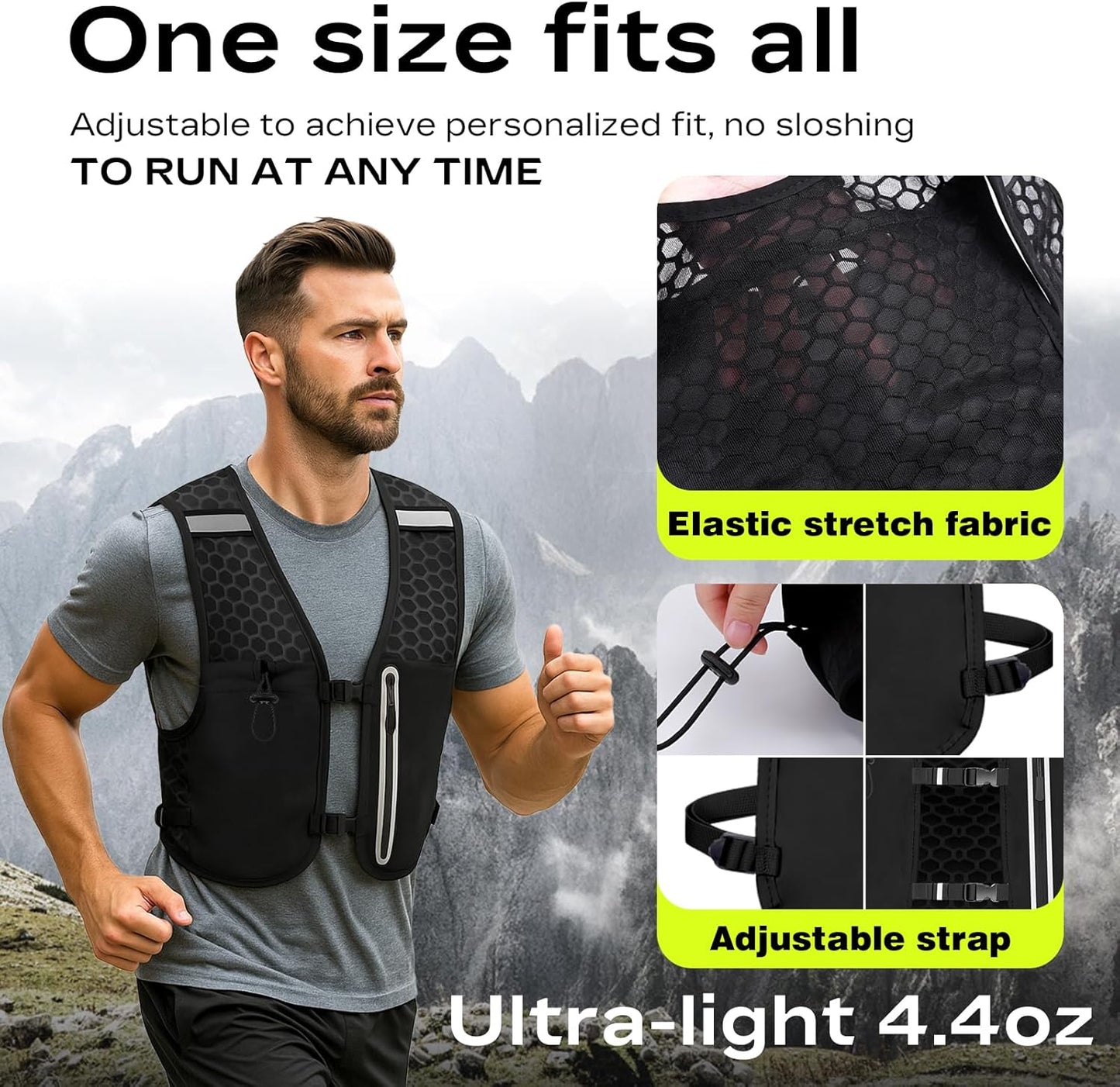 Skiennix Running Vest - Ultra-Lightweight 1.5L Water Bladder | Adjustable No-Bounce Fit for Men & Women