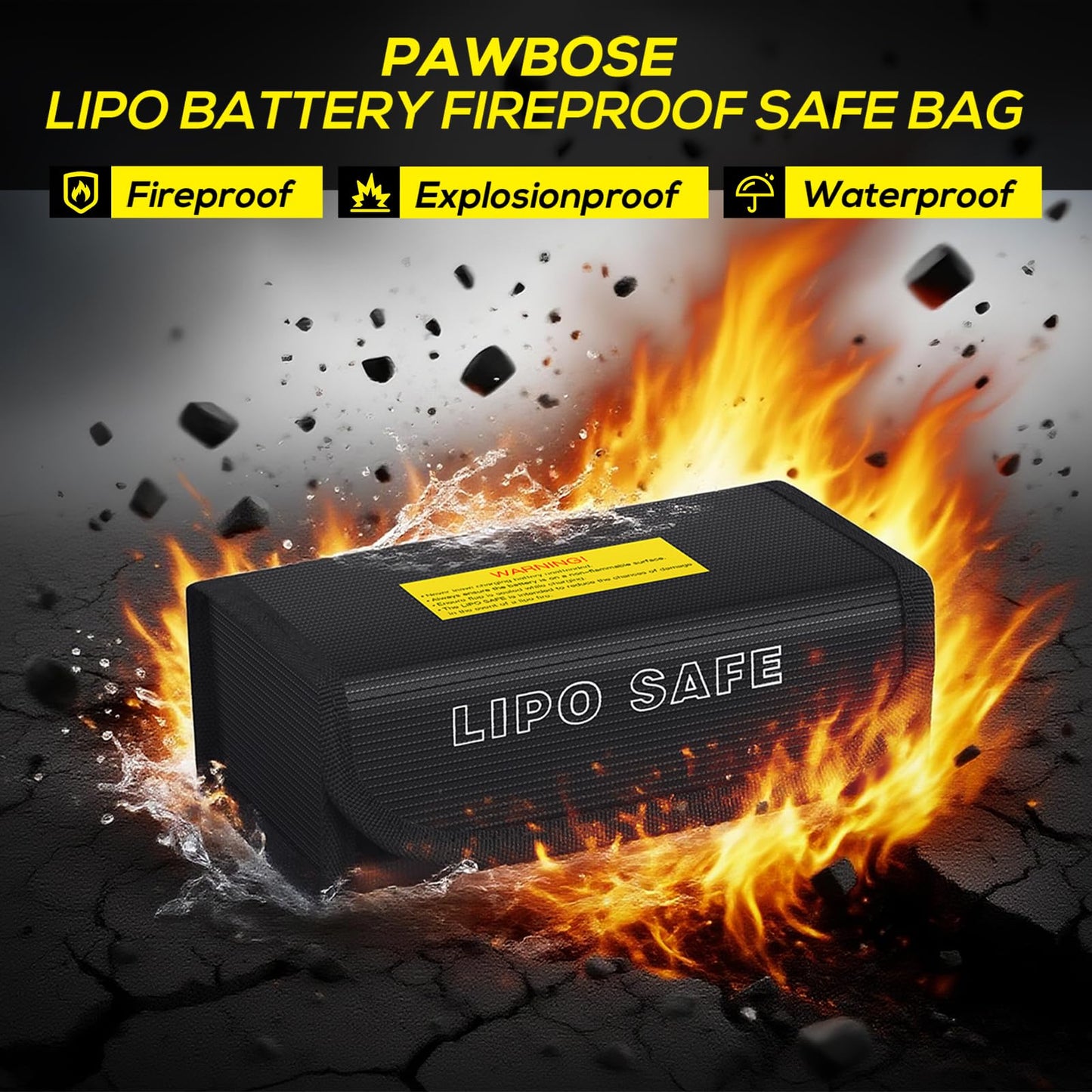PAWBOSE 2pcs Lipo Battery Bag, Fireproof Lipo Guard Safe Box, 185x75x60mm Explosionproof Small Charging Case for rc Storage, Lithium ion and Travel Protection