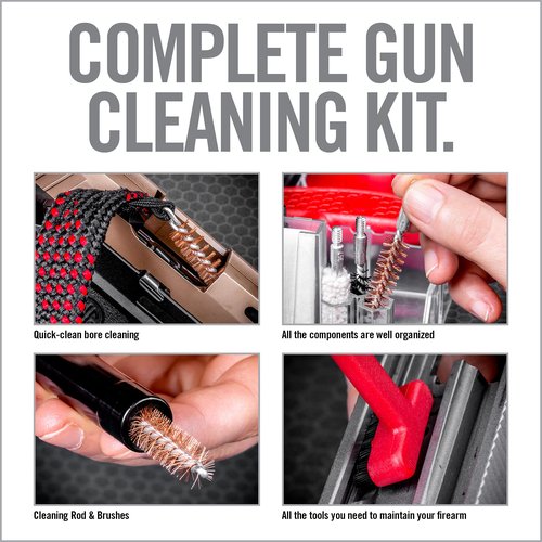 Real Avid 9mm Gun Cleaning Kit for 9mm .357 & .38 Caliber Handguns | Complete Glock Cleaning Kit & Pistol Cleaning Kit with 9mm Gun Snake, Bore Brush Set, Cleaning Rod & Gun Cleaning Accessories,red