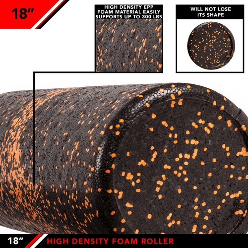 JFIT High Density Foam Roller - Speckled Orange, 18-Inch for Muscle Recovery and Flexibility