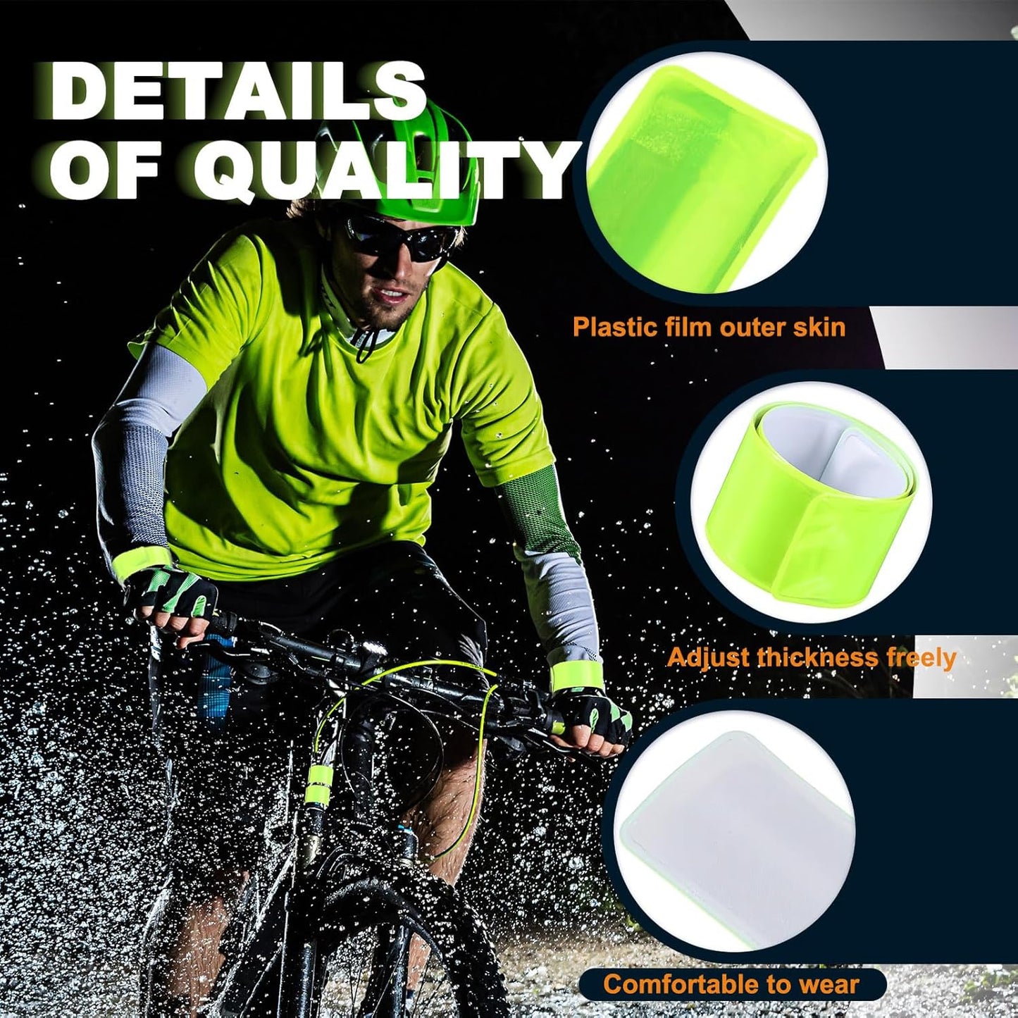 Skiennix Reflector Band Snap Bracelet - 30 Pcs High Visibility Safety Bands for Night Jogging & Cycling