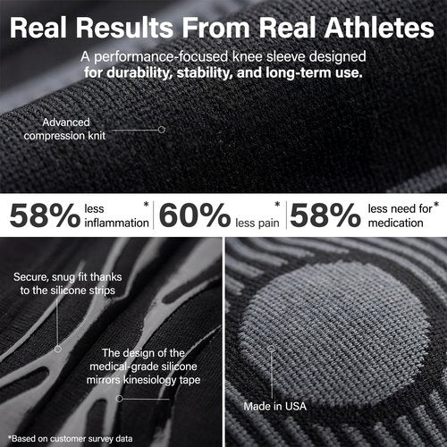 Kinesiology Knee Compression Sleeves - Professional Knee Support Braces for Men and Women for Joint Pain Relief, Swelling, ACL, MCL, FSA and HSA Approved (Black, Large)